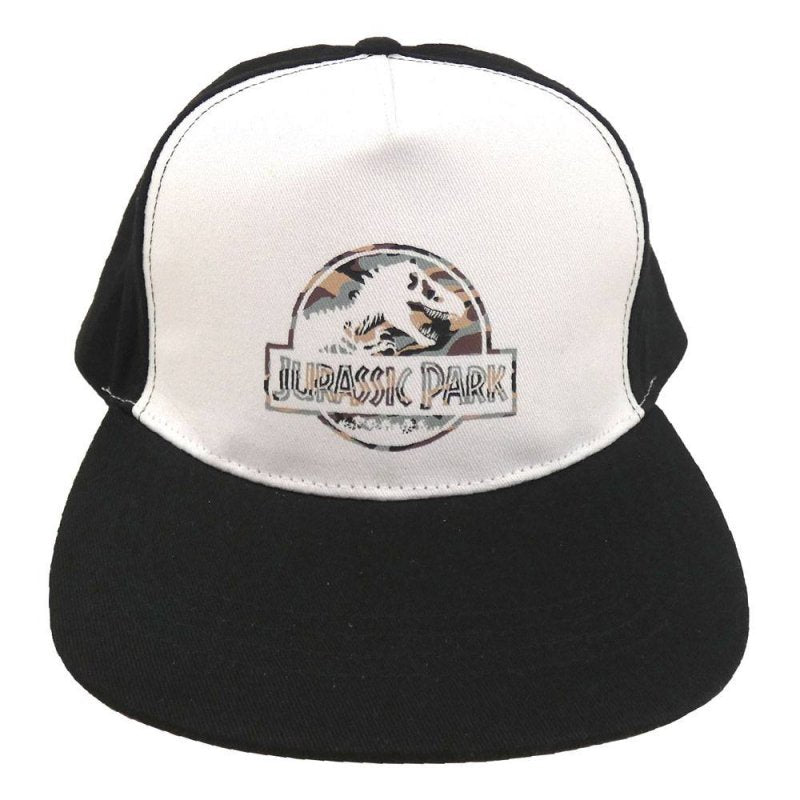 Jurassic Park - Casquette Snapback Noire et Blanche Logo Camouflage