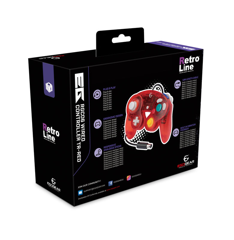 EgoGear - Manette filaire RGC06 Rouge transparent pour GameCube