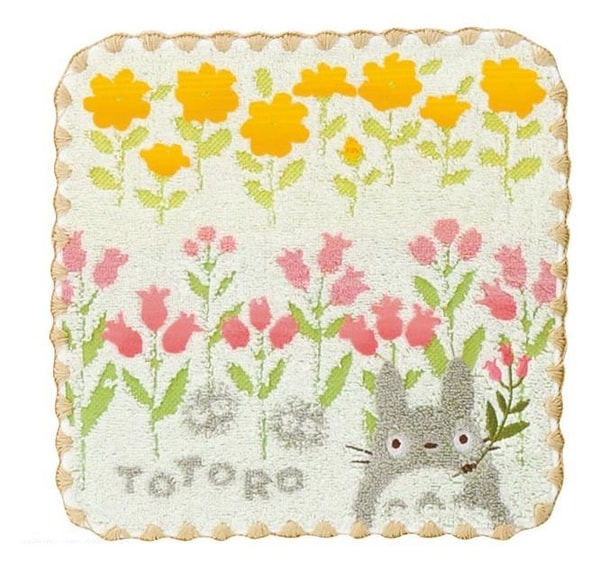 Ghibli - Mon Voisin Totoro - Mini Serviette Totoro Fleurs Sauvages 25x25cm - flash vidéo