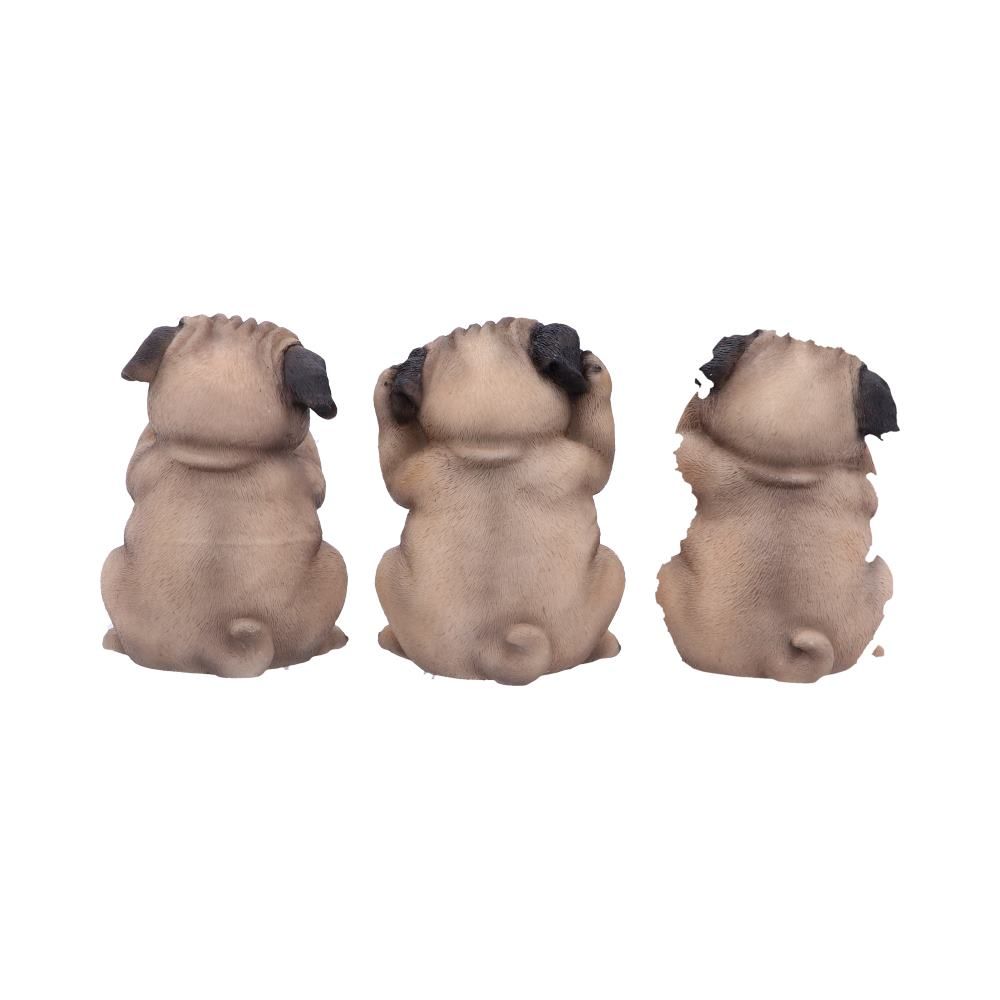 Les trois carlins sages - Figurines de chiens de décoration 8.5cm