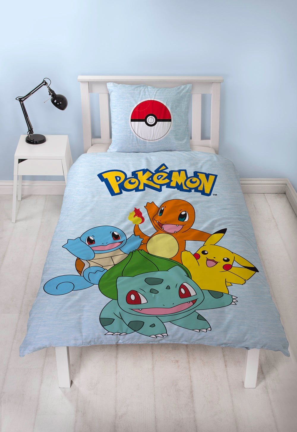 Pokémon - Parure de lit en microfibre Pikachu et Starter 1G III (140x200cm + 63x63cm) - flash vidéo