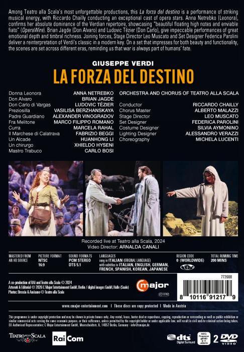 Verdi : La forza del destino. Netrebko, Jagde, Tézier, Berzhanskaya, Chailly, Muscato. [DVD]