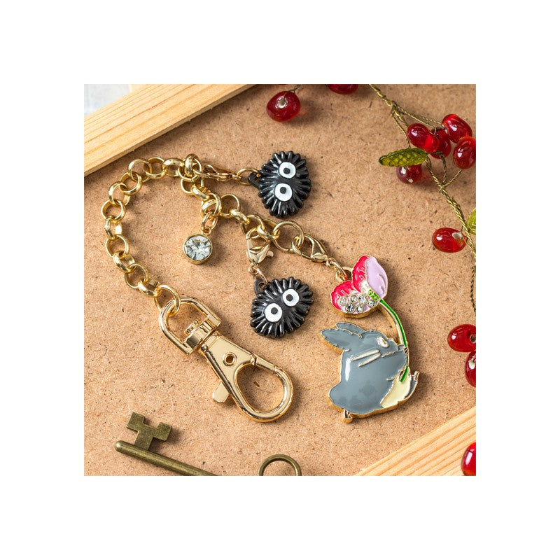 CHAÎNETTE CHARMS TOTORO GRIS & FLEUR - MON VOISIN TOTORO