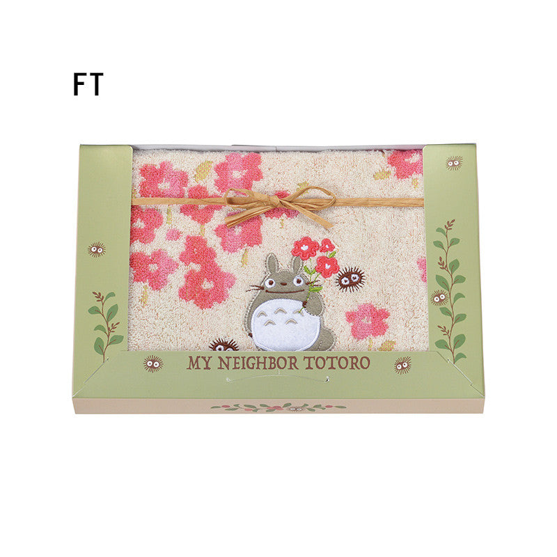COFFRET SERVIETTES EN COTON TOTORO PRINTEMPS FLEURI (34 X 36 CM ET 34