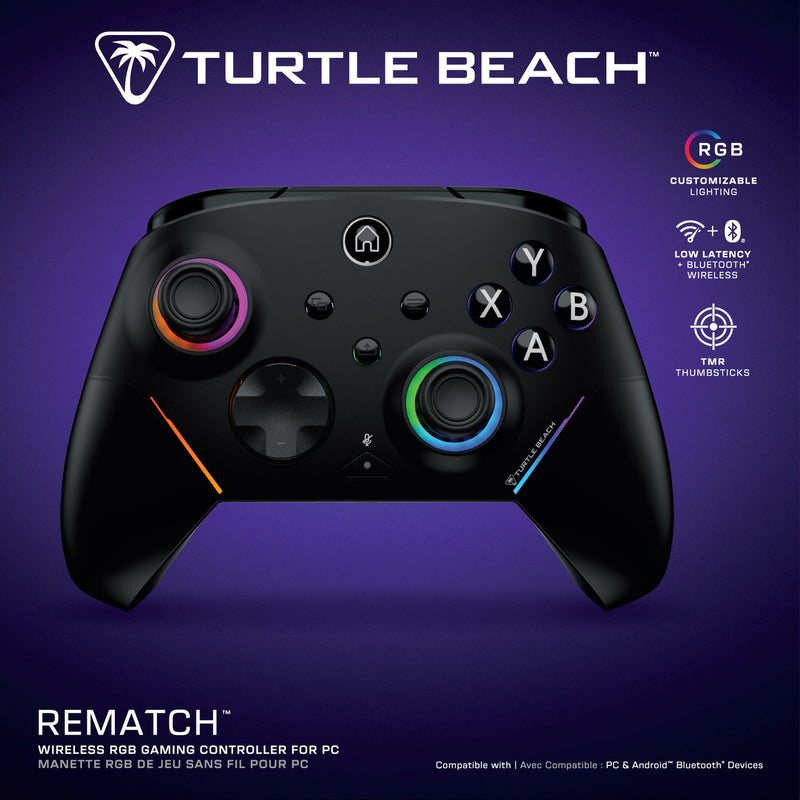 Turtle Beach - Manette RVB de jeu sans fil Rematch pour PC et appareils Android Bluetooth