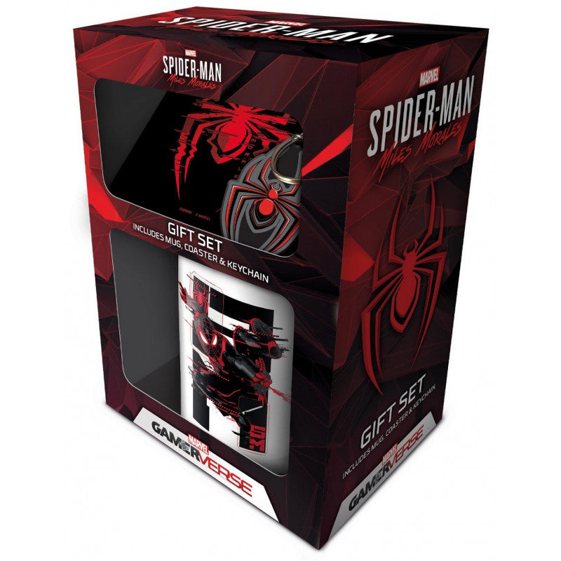 Marvel - Spider-Man: Miles Morales - Coffret cadeau (Web Glitch) : Mug, dessous de verre et porte-clés