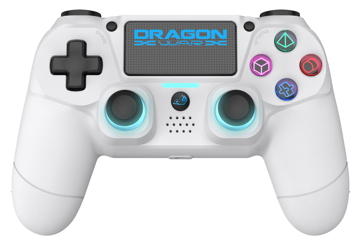 Dragonwar - Manette sans fil Dragon Shock 4 Blanche pour PS4, PC et Mobile