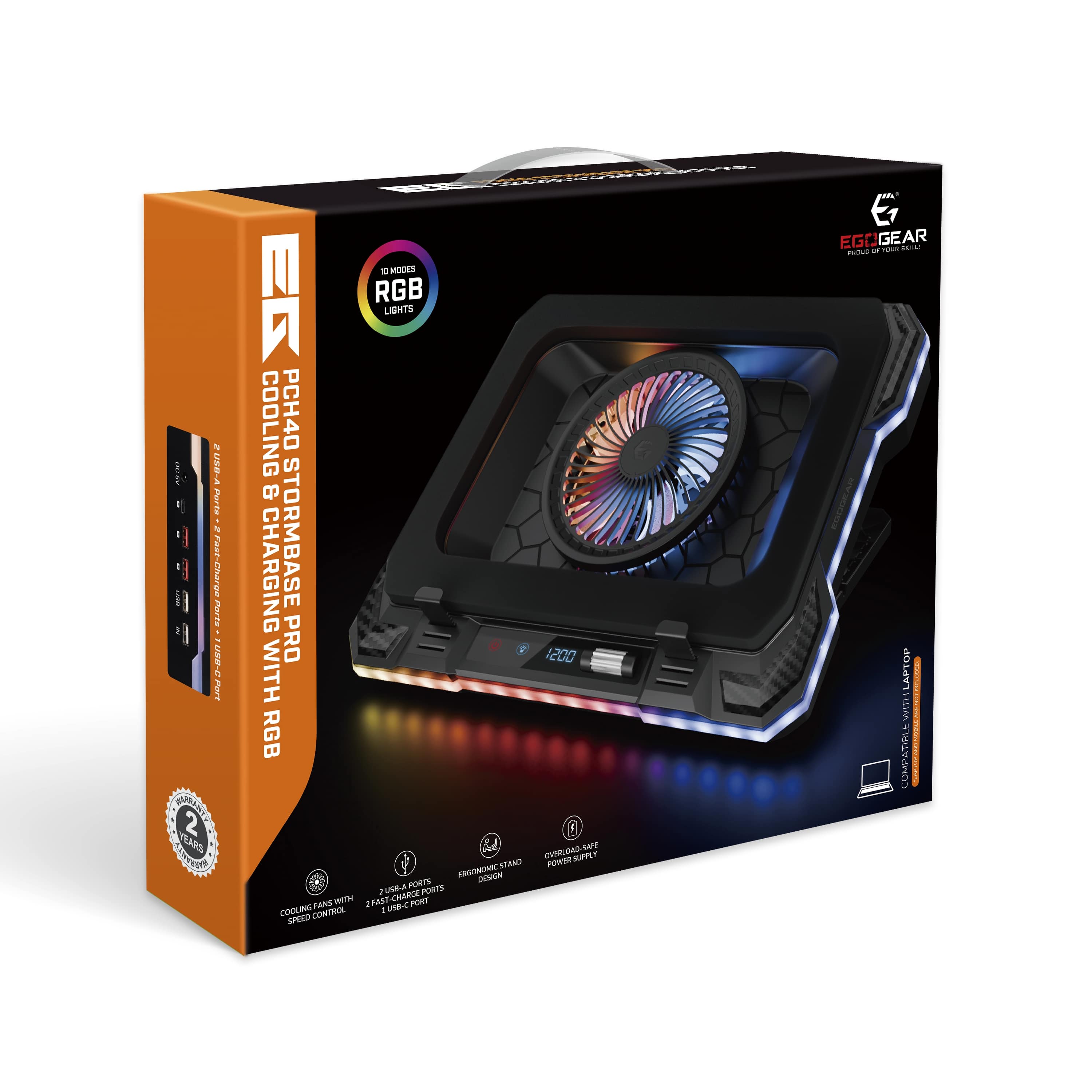 EgoGear - PCH40 - Base de refroidissement Stormbase RGB LED pour PC