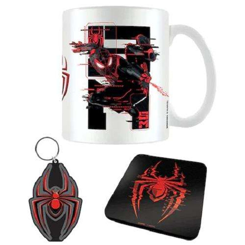 Marvel - Spider-Man: Miles Morales - Coffret cadeau (Web Glitch) : Mug, dessous de verre et porte-clés