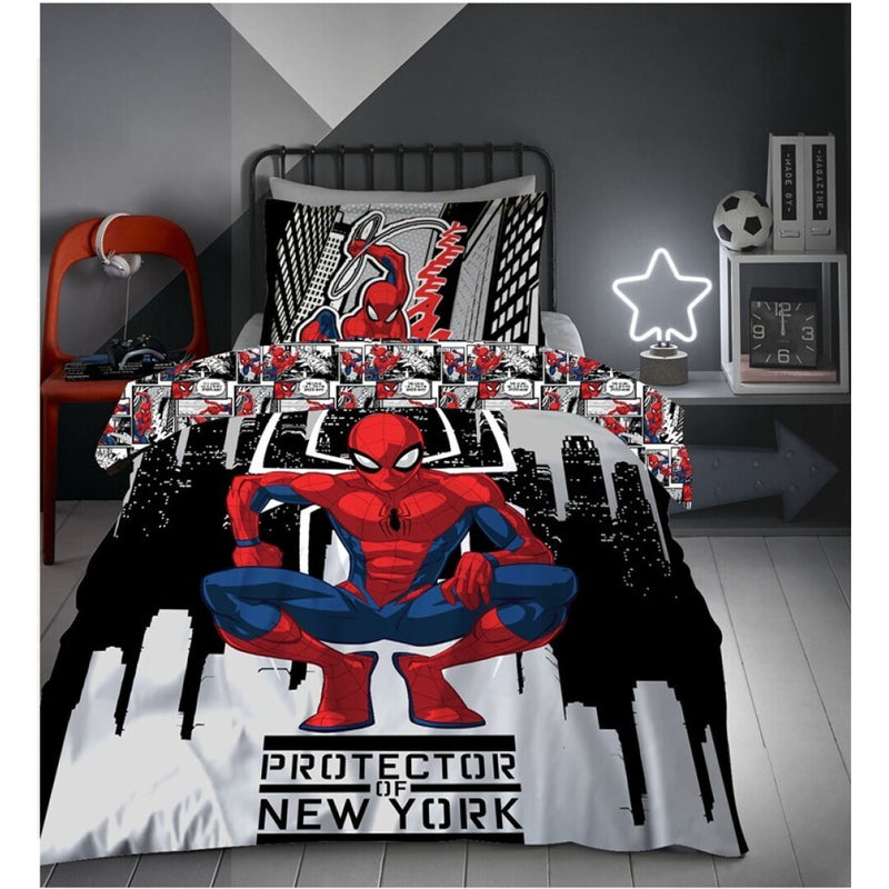Marvel - Spider-Man - Housse de couette en Polycoton + 1 taie d'oreiller (140x200cm + 65x65cm)