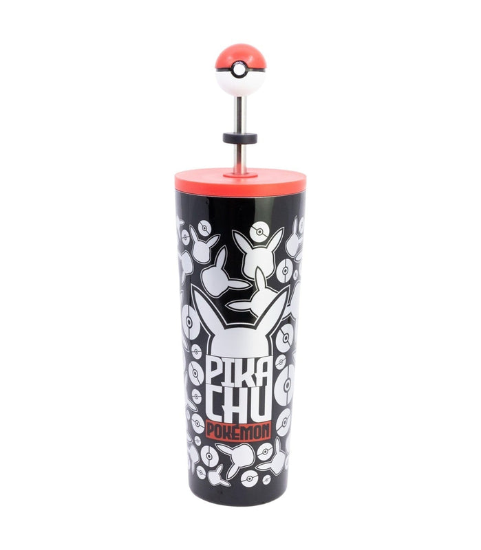 Stor - Pokémon - Gobelet Isotherme en Acier Inoxydable avec Paille et couvercle 3D "Metal Meltdown" 770ml