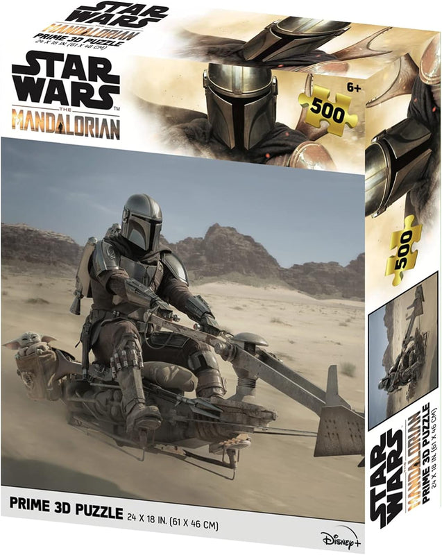 Star Wars: The Mandalorian - Puzzle lenticulaire Mando sur un Speeder 500 pcs 61x46 cm