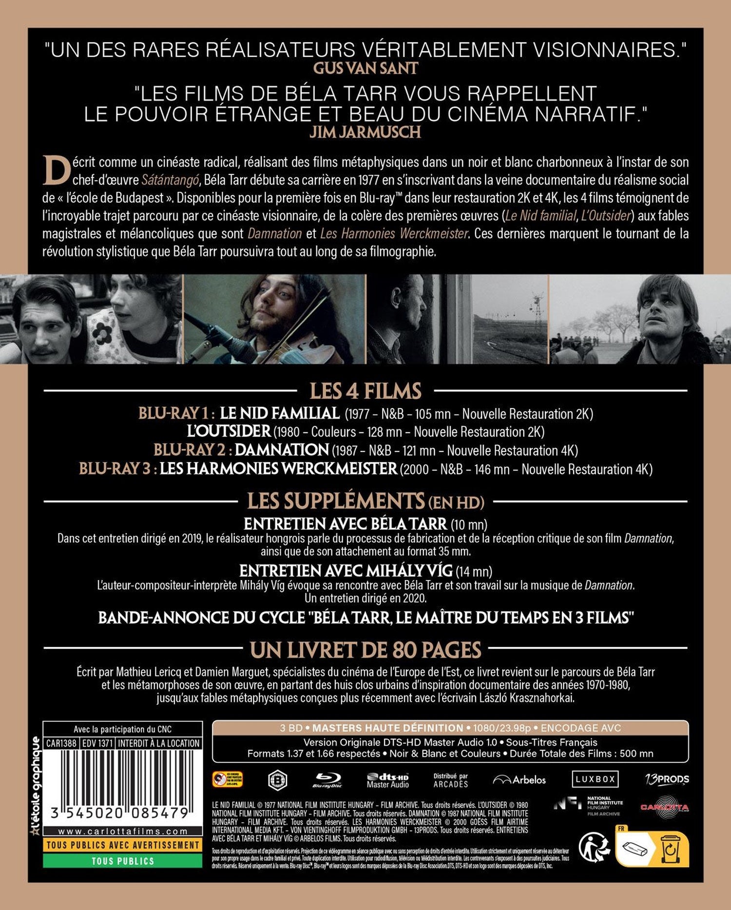 Béla Tarr, le maître du temps - Coffret : Le Nid familial + L'Outsider + Damnation + Les Harmonies Werckmeister [Blu-ray]