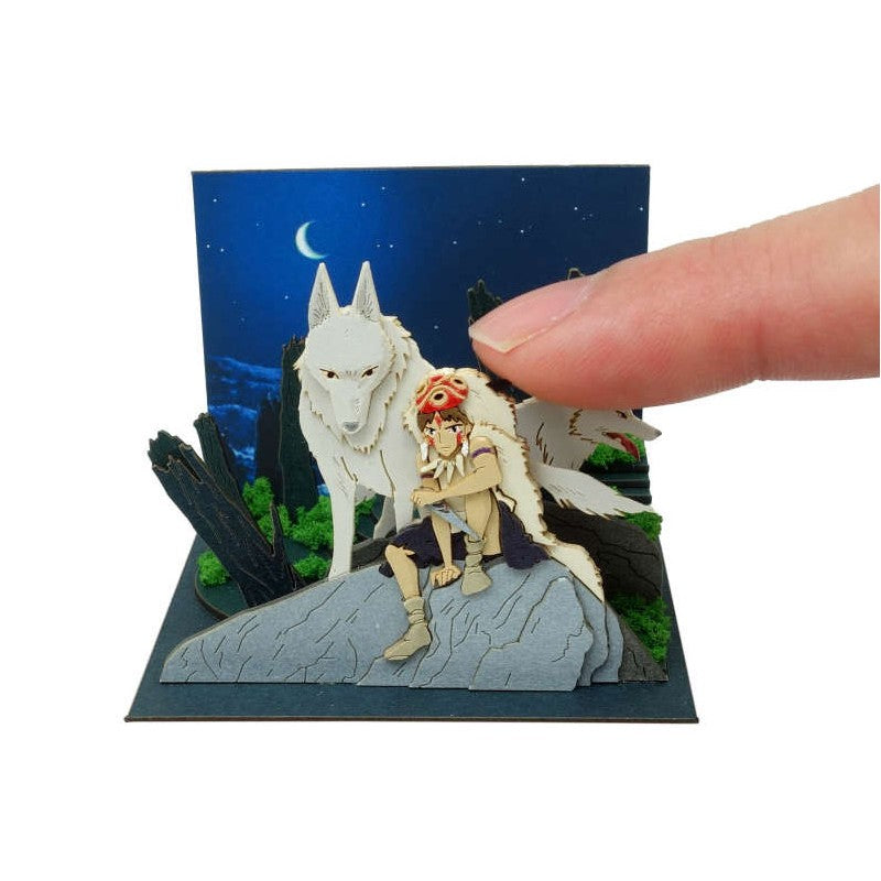 DIORAMA PAPIER SAN ET MORO SUR UN ROCHER -PRINCESSE MONONOKÉ