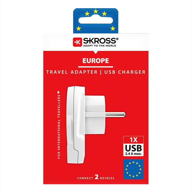 Skross - Adaptateur de voyage Monde vers Europe + USB A
