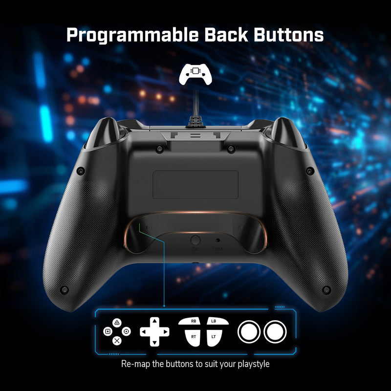 EgoGear - Manette filaire SC10 noire avec port audio pour casque pour PS4, PS3 et PC