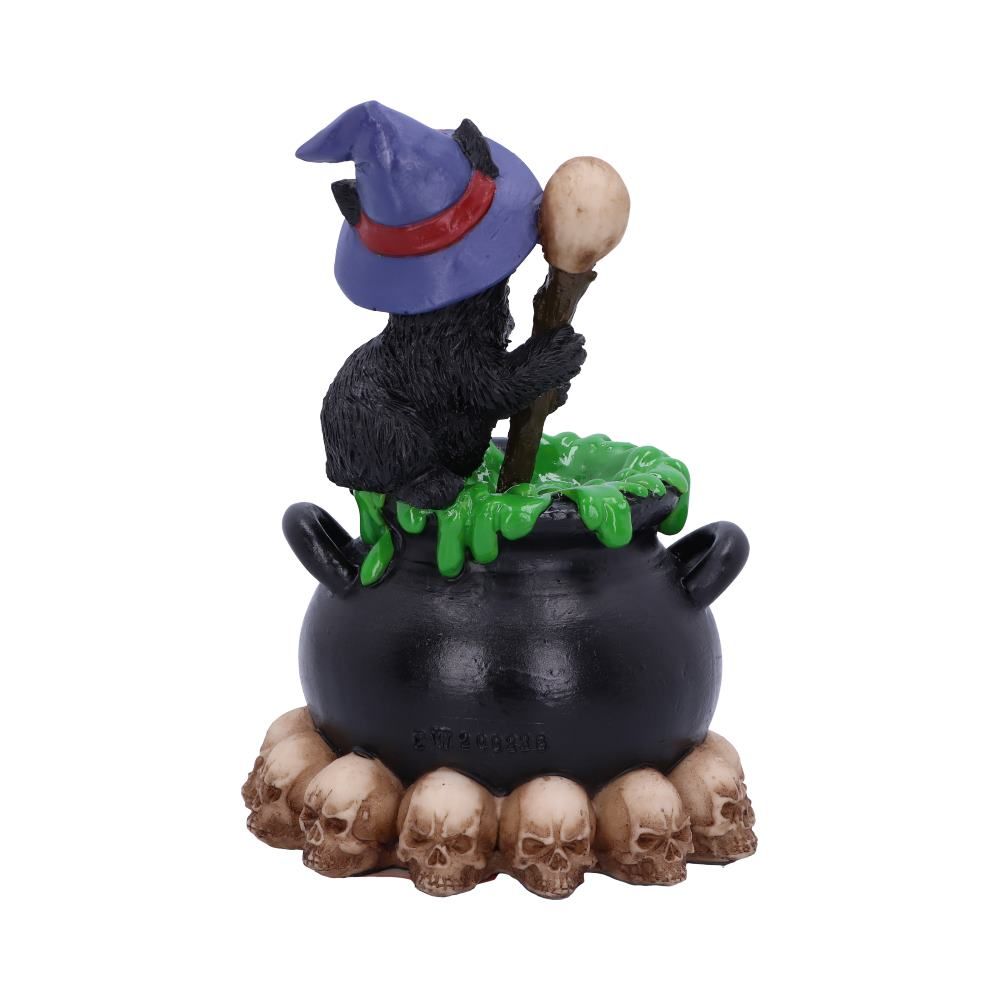 Spook - Figurine de chat noir familier de sorcières et chaudron bouillonnant 12cm