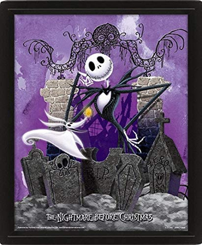 L'Étrange Noël de monsieur Jack - Cimetière Affiche Lenticulaire 3D 28,7 x 23,5cm