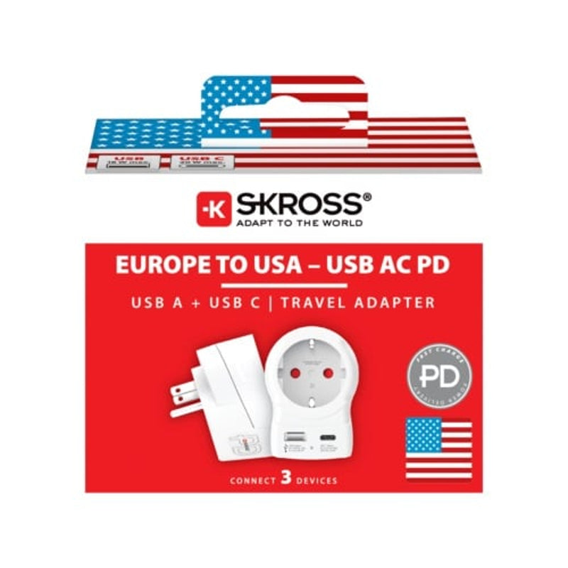 Skross - Adaptateur de voyage Europe vers USA + USB A/C