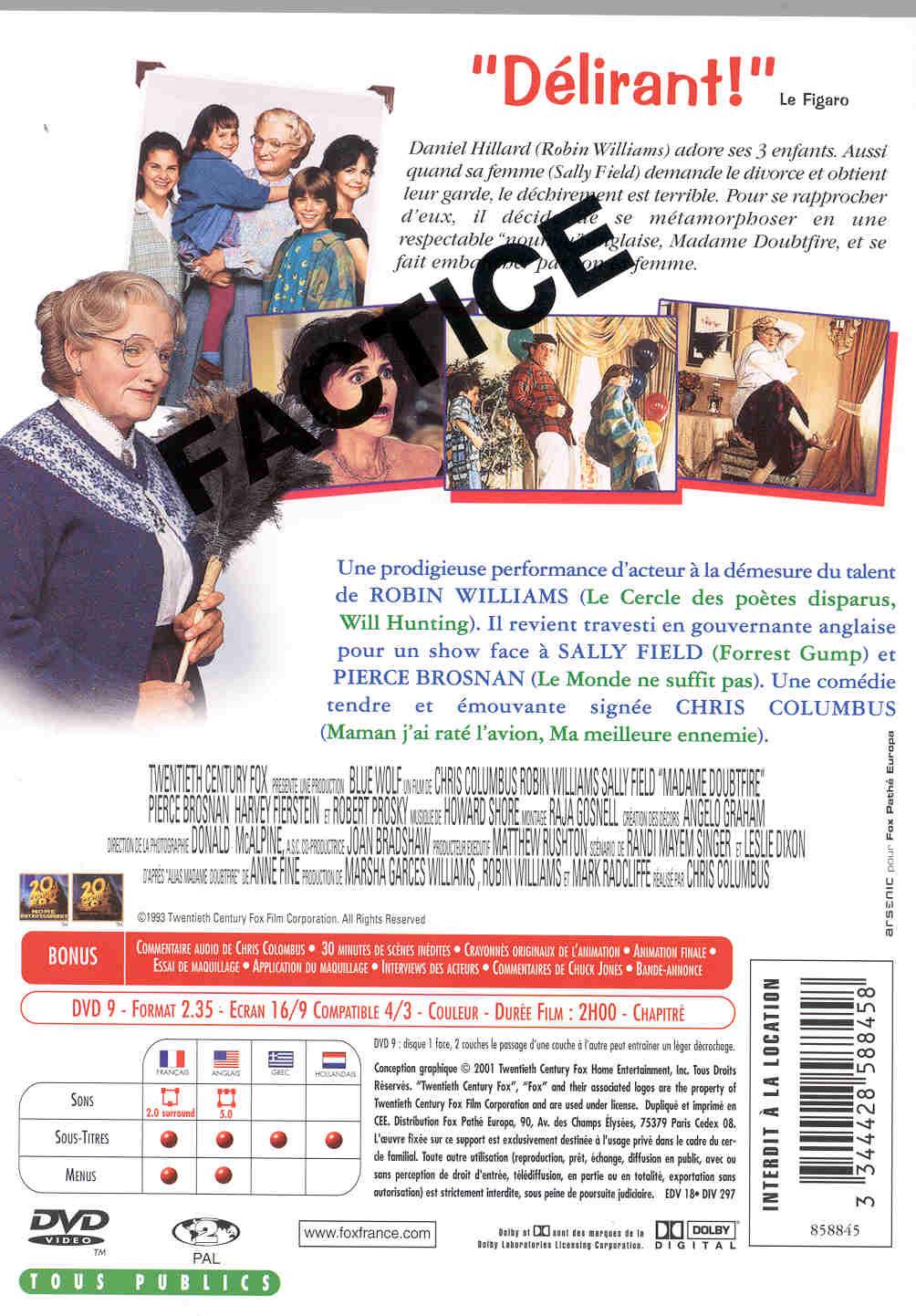 Madame Doubtfire [DVD]