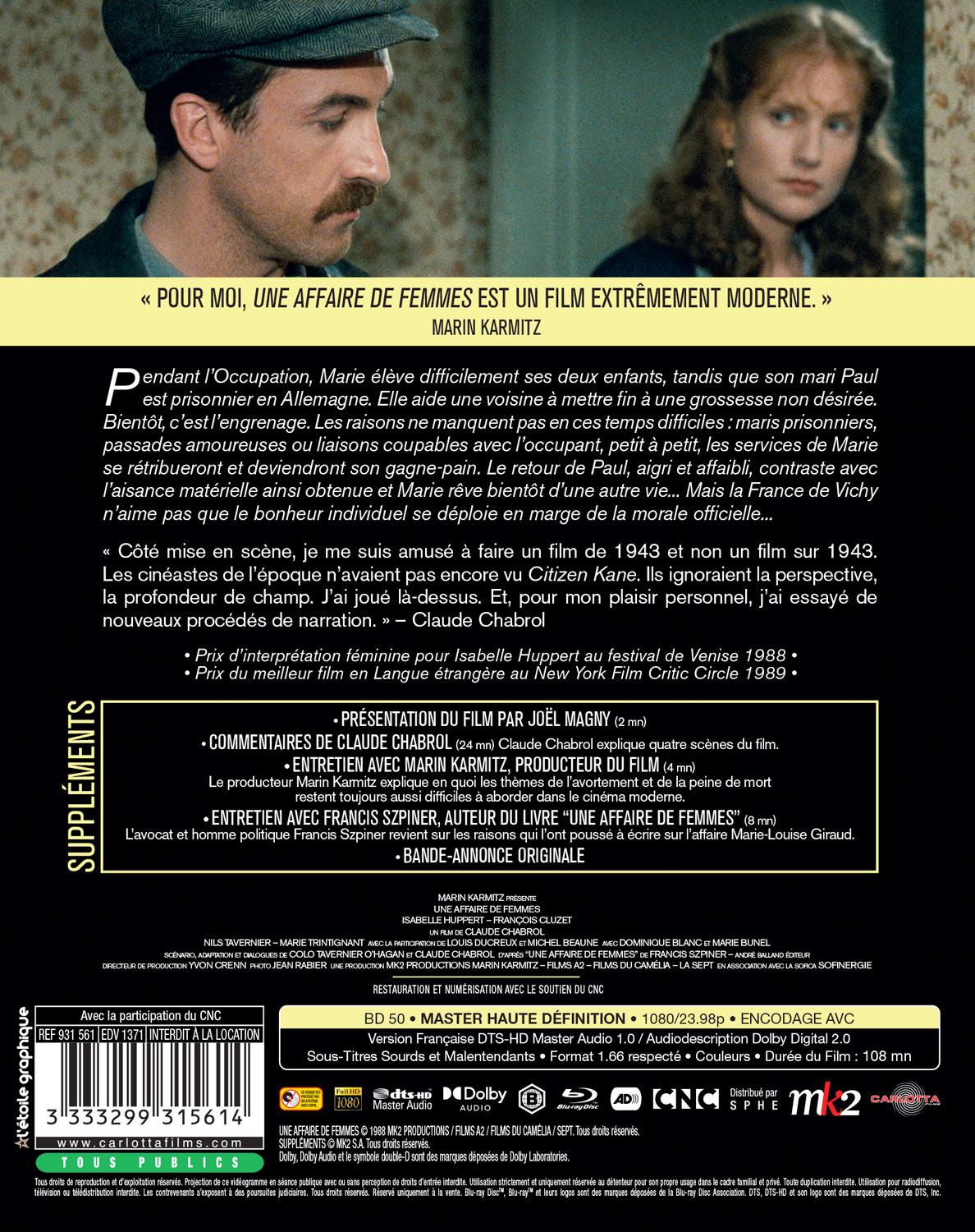 Une affaire de femmes [Blu-ray]