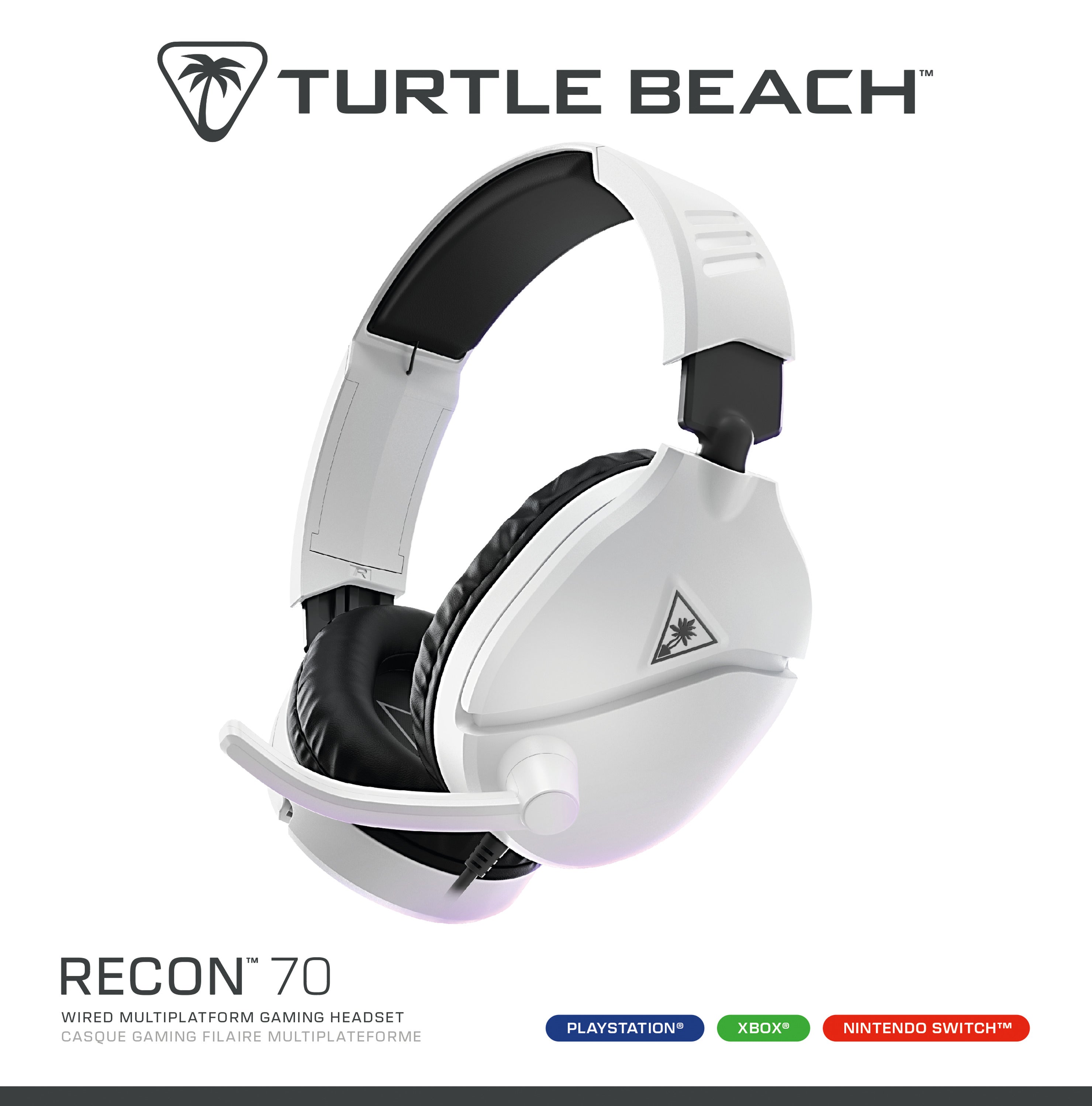 Turtle Beach - Casque de jeu filaire Recon 70 Blanc pour PlayStation, Xbox et Nintendo Switch - flash vidéo