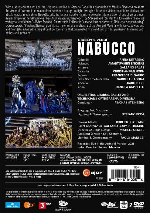 Verdi : Nabucco. Netrebko, Enkhbat, Salas, Van Horn, Di Sauro, Steinberg, Poda. [DVD]