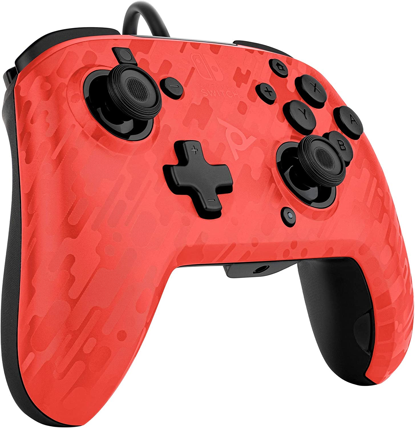 PDP - Manette filaire Faceoff Deluxe+ Audio Rouge camouflage pour Nintendo Switch et Switch OLED