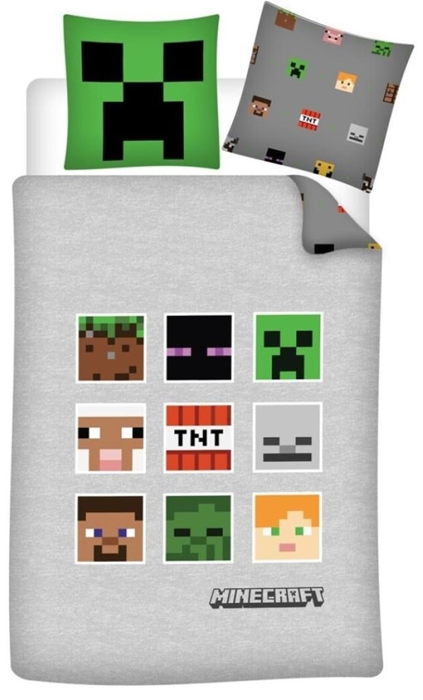 Minecraft - Housse de couette en microfibre Blocs (140x200cm + 63x63cm) - flash vidéo