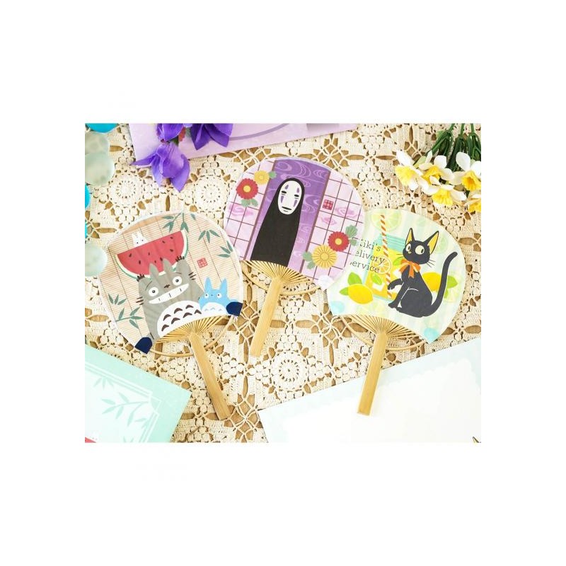 ÉVENTAIL BAMBOU & ENVELOPPE NO FACE AVEC FLEUR - LE VOYAGE DE CHIHIRO