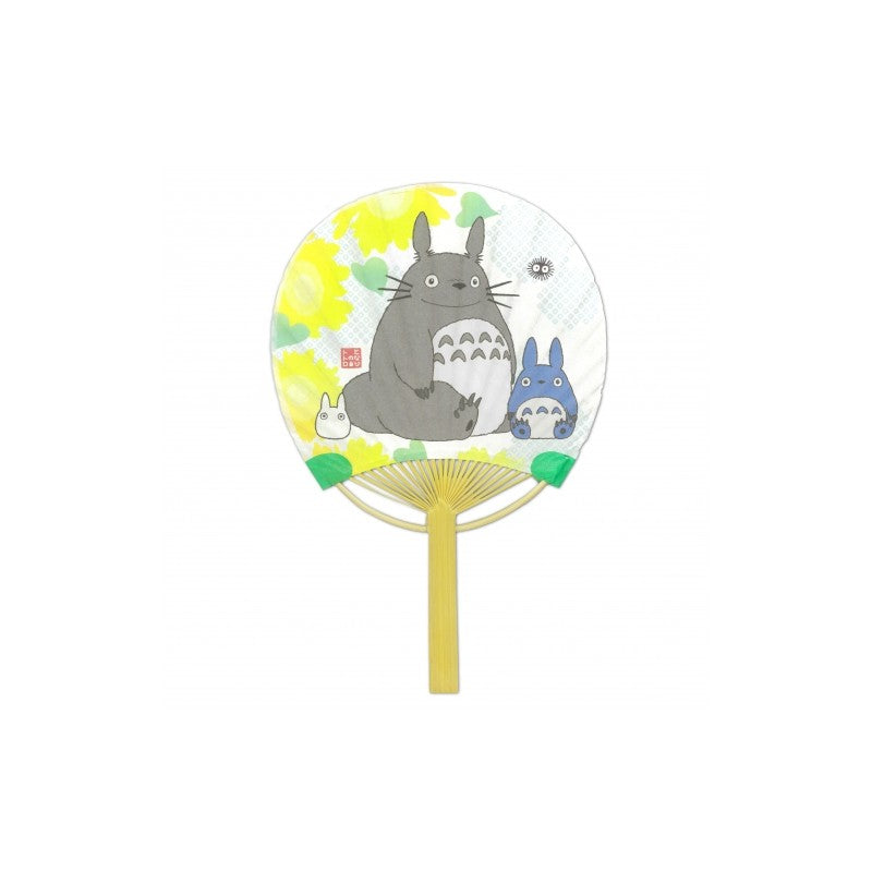 ÉVENTAIL JAPONAIS BAMBOU TOTORO ET TOURNESOLS - MON VOISIN TOTORO
