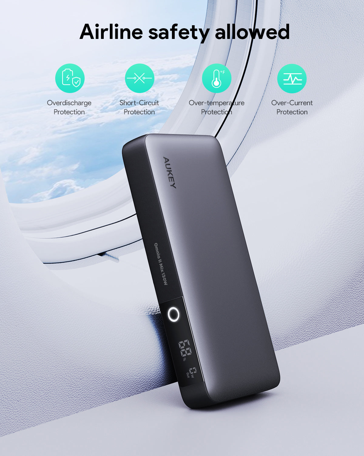 Aukey - Power Bank Noire Sprint X 20000mAh 130W Charge rapide