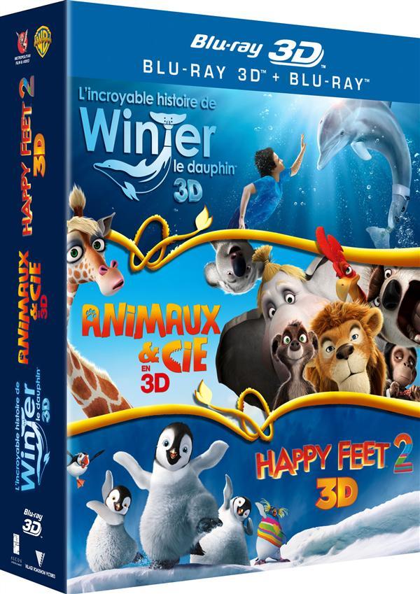 L'Incroyable histoire de Winter le dauphin 3D + Animaux & Cie en 3D + Happy Feet 2 3D [Blu-ray 3D]