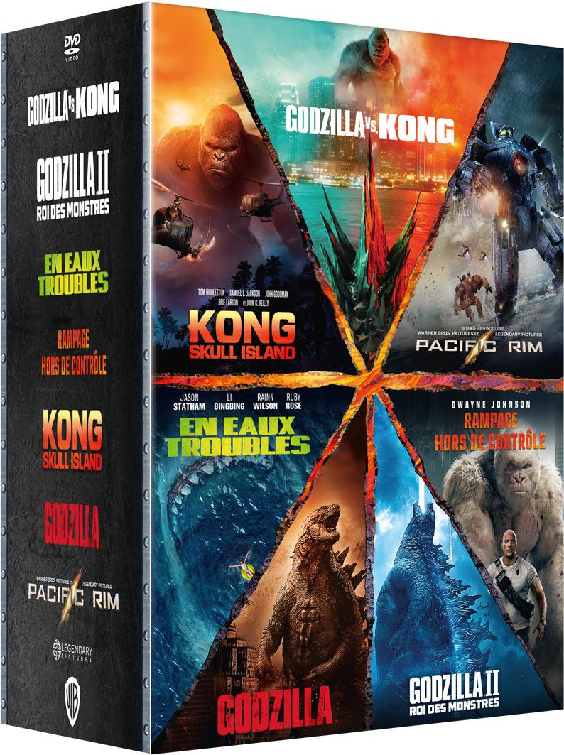 Godzilla + Godzilla : Roi des monstres + Kong : Skull Island + Godzilla vs Kong + Rampage - Hors de contrôle + En eaux troubles + Pacific Rim [DVD]