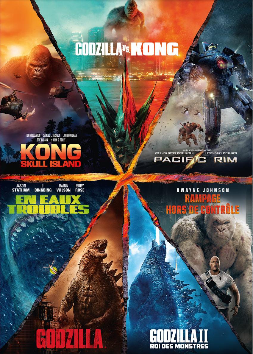 Godzilla + Godzilla : Roi des monstres + Kong : Skull Island + Godzilla vs Kong + Rampage - Hors de contrôle + En eaux troubles + Pacific Rim [DVD]