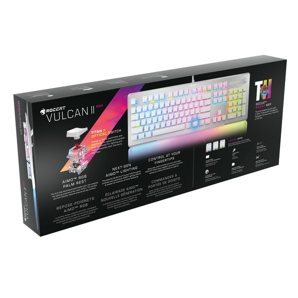 Roccat - Clavier de jeu RGB optique Vulcan II Max Blanc - Disposition Qwerty US - flash vidéo