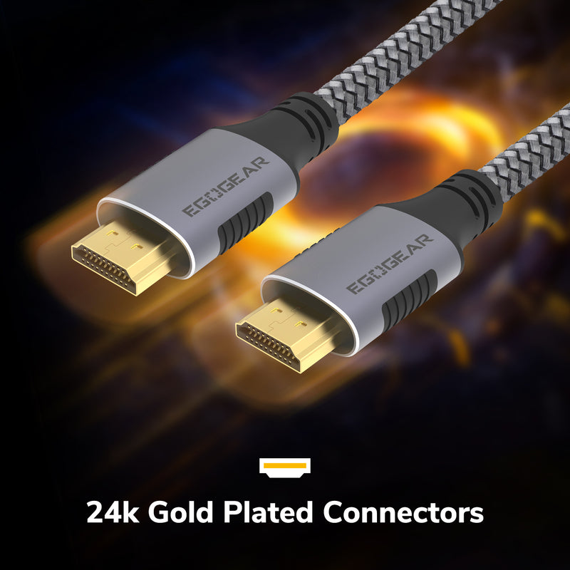EgoGear - Câble HDMI 2.1 8K UHD SCH20 avec Ethernet Gris et Noir
