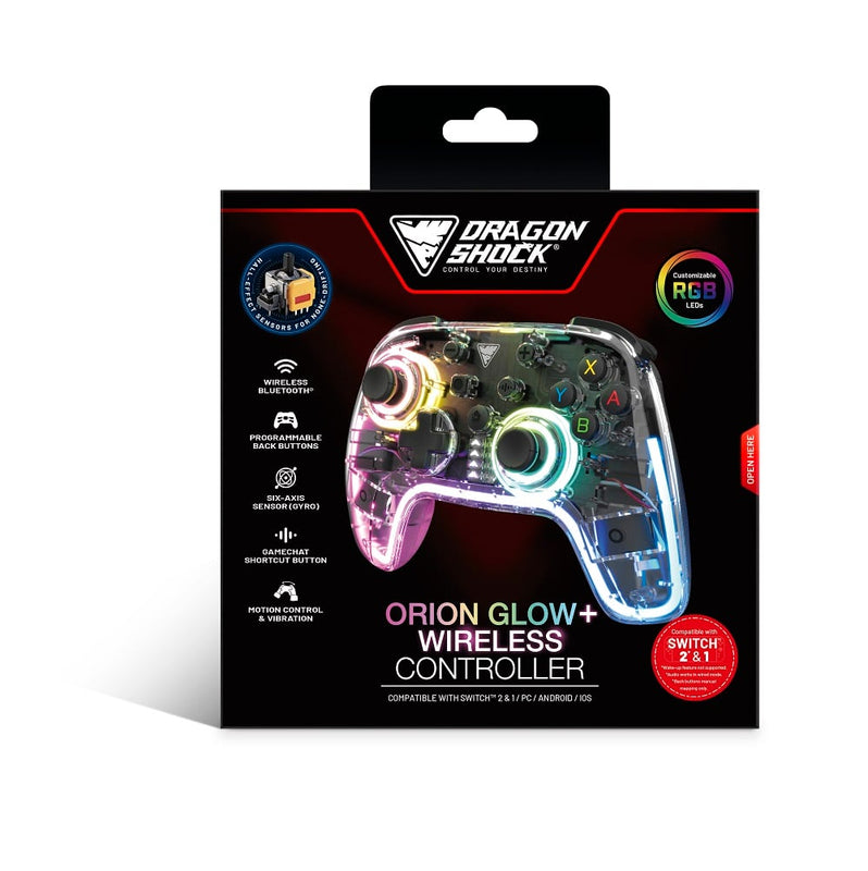 DragonShock - Manette sans fil RGB ORION GLOW+ pour Switch 2 et Switch OLED