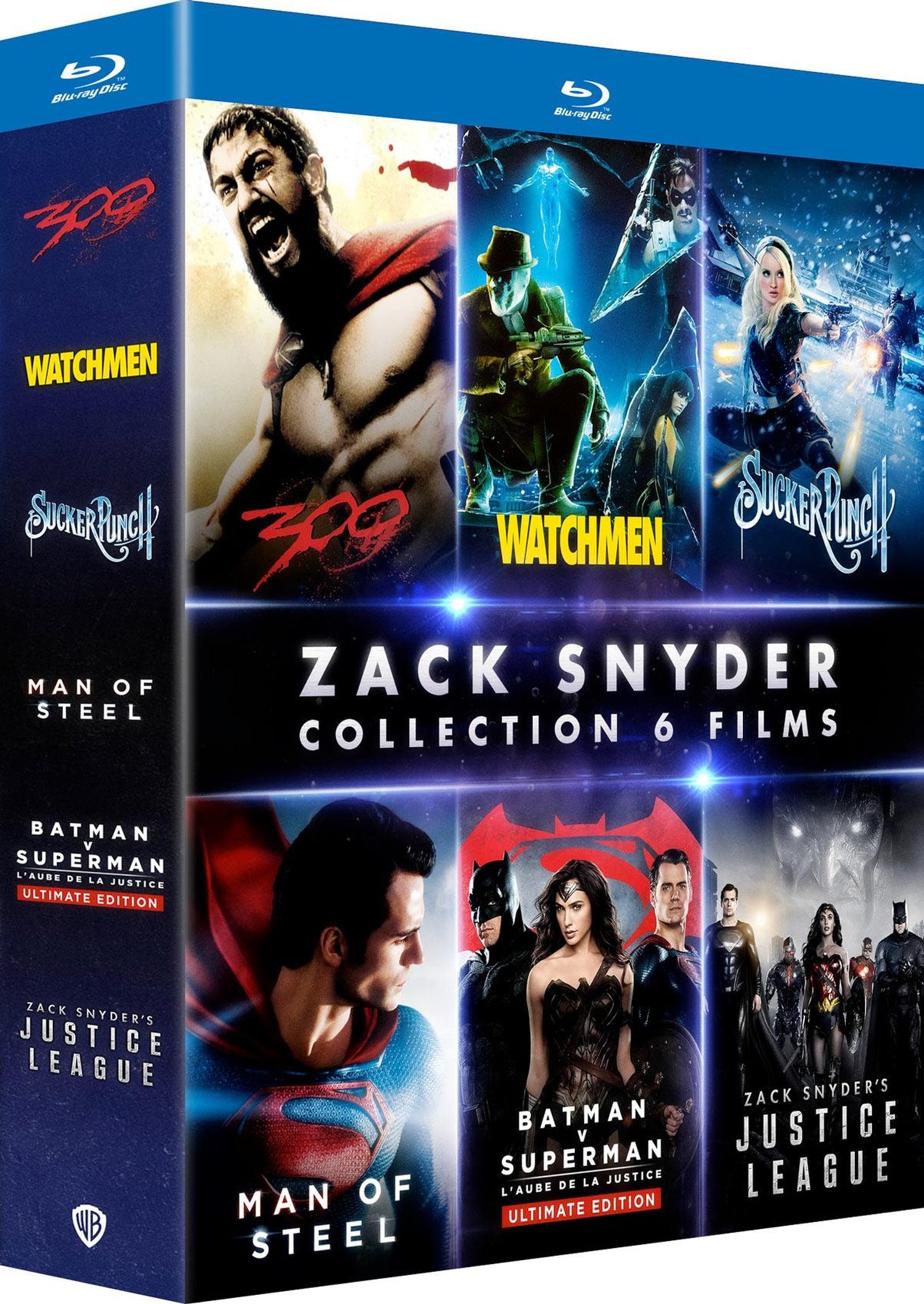 Coffret Zack Snyder : 300 + Watchmen + Man of Steel + Batman v Superman : L'aube de la justice + Zack Snyder's Justice League + Sucker Punch [Blu-ray]