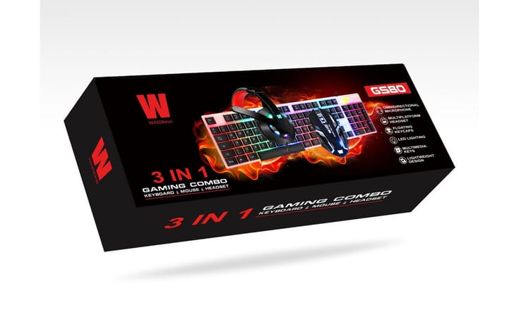 WASDkeys - Ensemble clavier, casque et souris filaires Gaming rétroéclairés GS80 - Qwertz DE - flash vidéo