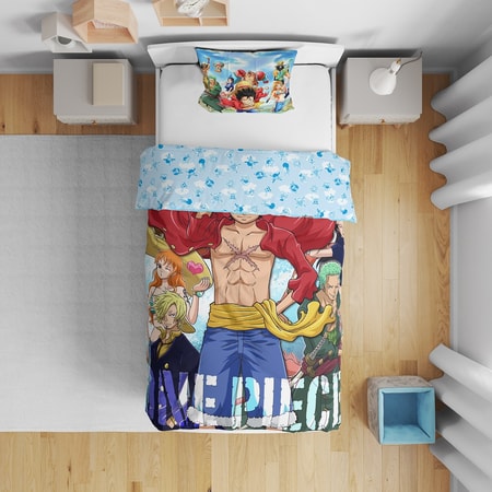 One Piece - Parure de lit en microfibre Luffy et son équipage I (200x140cm + 63x63cm) - flash vidéo