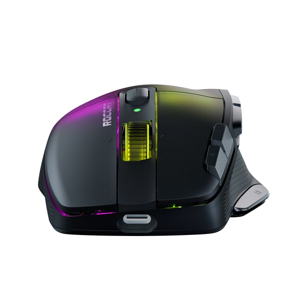 Roccat Kone XP Air – Souris Gaming sans-fil, Capteur Optique 19K DPI, 100h  d'autonomie, Station de charge RGB, éclairage AIMO RGB, Noir