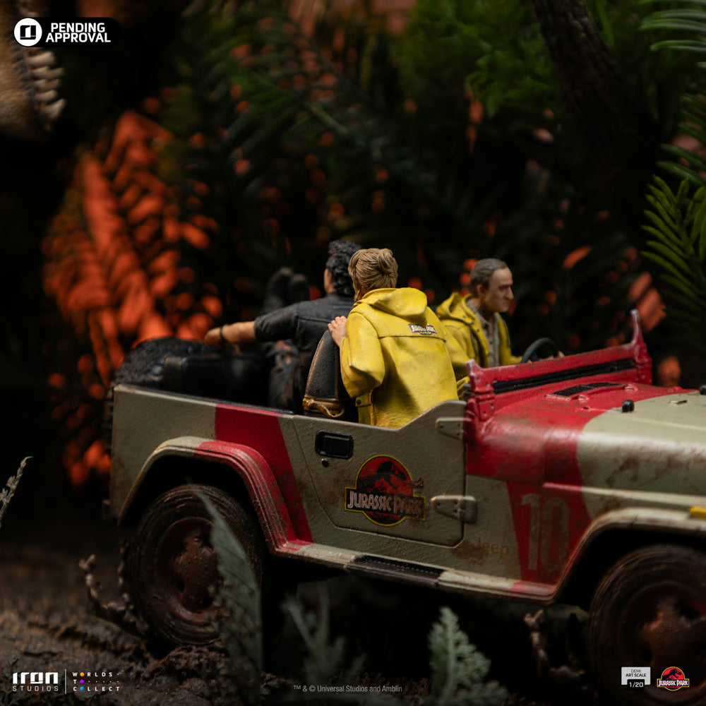 Iron Studios - Demi Art Scale 1/20 - Jurassic Park - T-Rex Chase Statue 60cm - flash vidéo