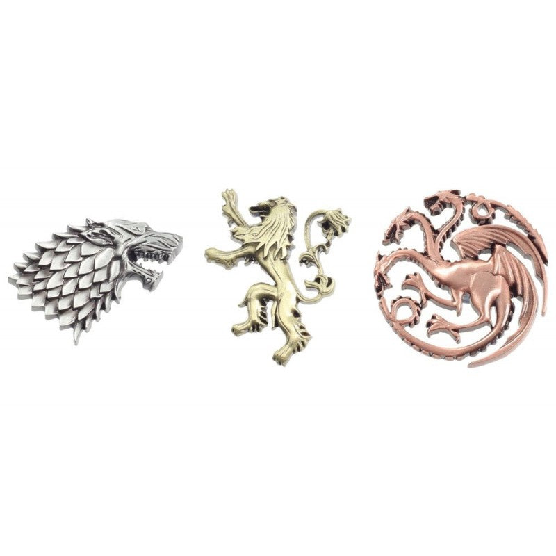 GAME OF THRONES - SET DE 3 BADGES METAL EMBLEMES