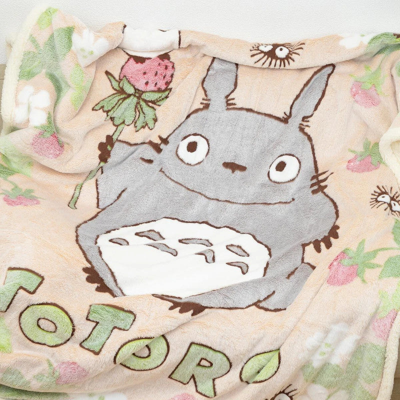GRANDE COUVERTURE FLUFFY TOTORO FRAISE 200X140CM - MON VOISIN TOTORO