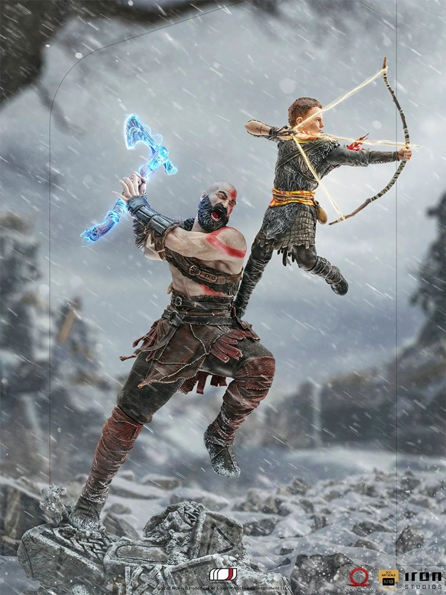 Iron Studios - BDS Arts Scale 1/10 - God of War - Kratos and Atreus Statue 34cm - flash vidéo
