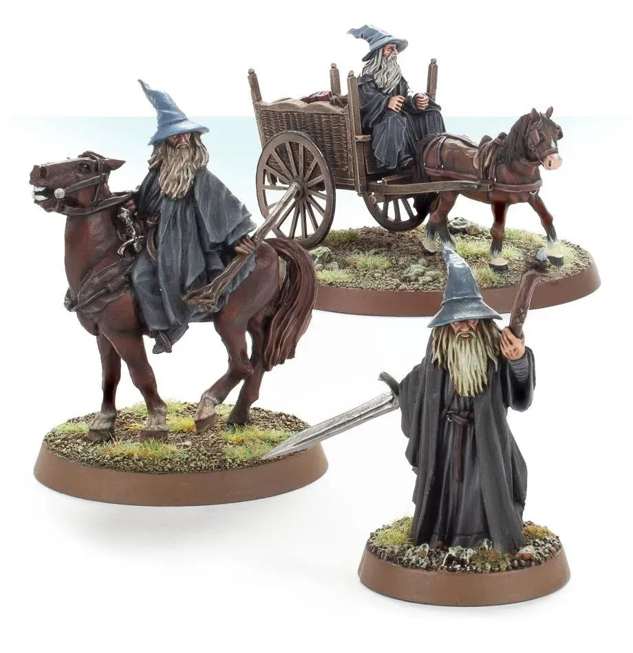 Gandalf the Grey à pied, monté et sur charrette