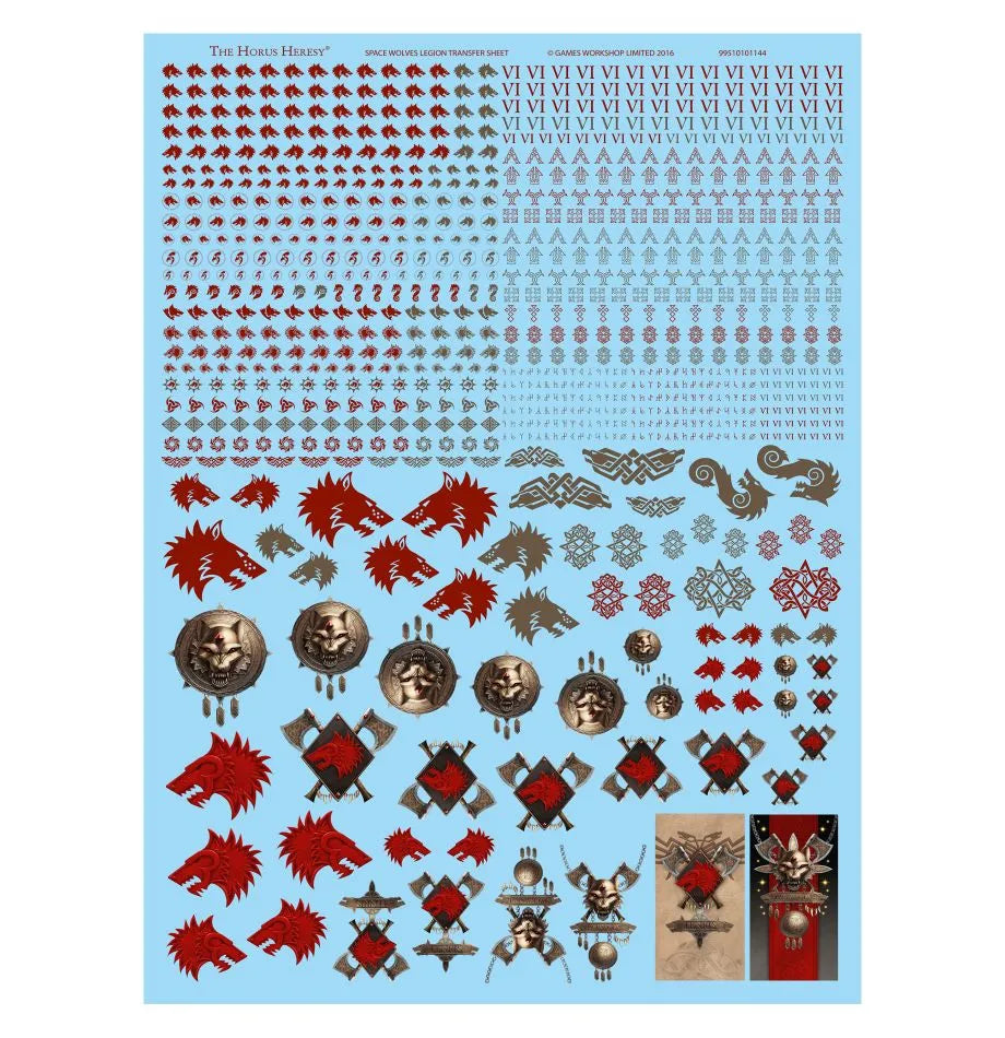 Planche de décalcomanies de la Légion des Space Wolves