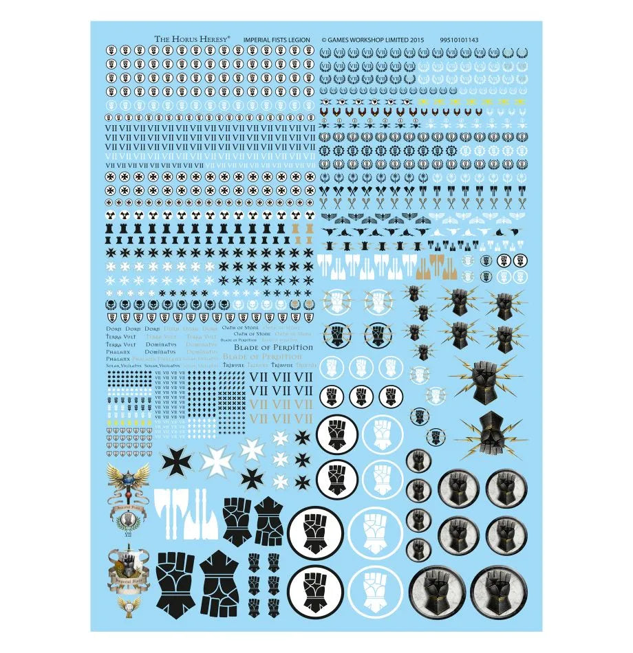 Planche de décalcomanies de la Légion des Imperial Fists
