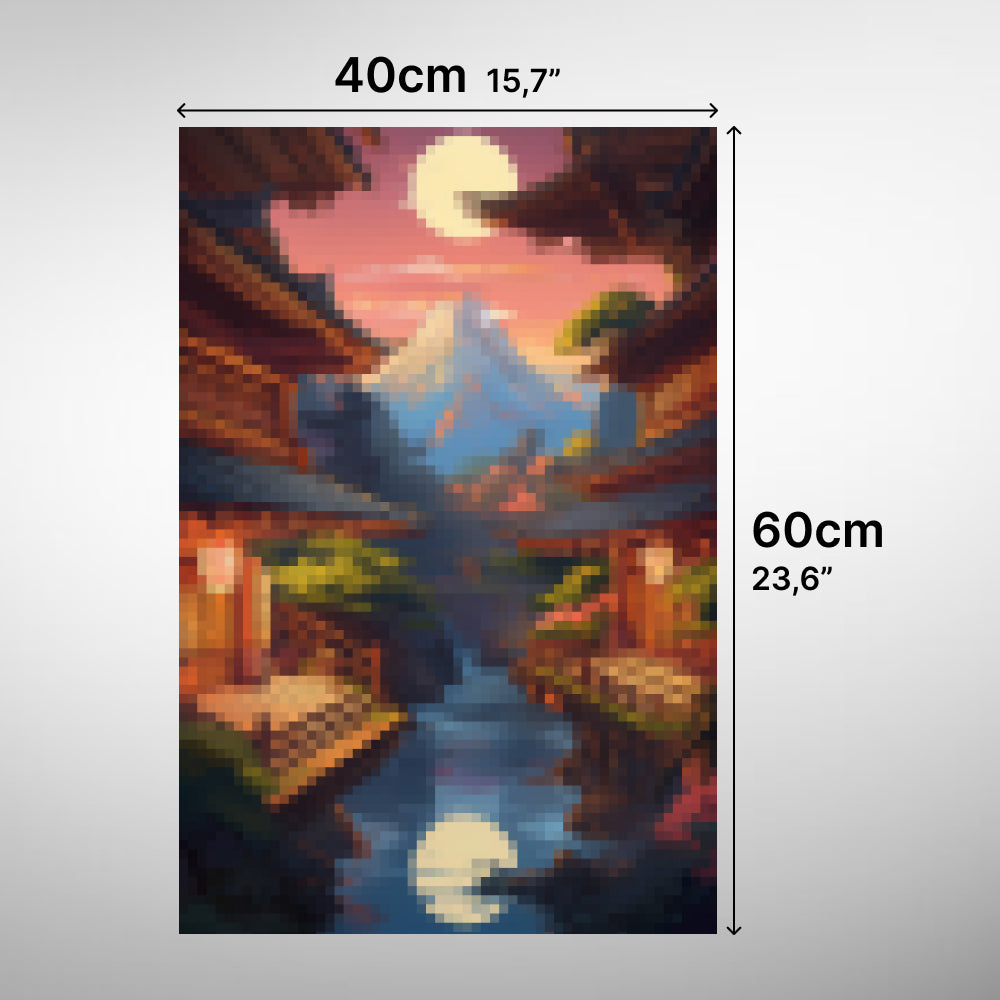 Tableau Pixel Art "Japan Moonlight" – Dibond 40x60 cm
